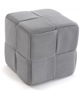 Puf tapizado en pana gris estilo industrial  mdmhogar