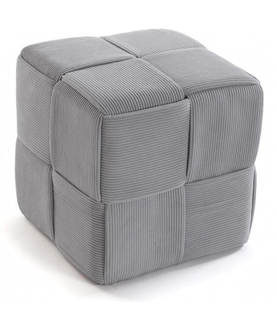 Puf tapizado en pana gris estilo industrial  mdmhogar