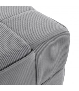 Puf tapizado en pana gris estilo industrial  mdmhogar