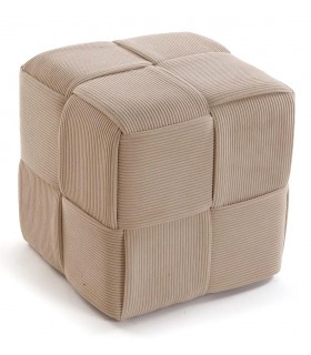 Puf tapizado en pana marrón estilo chic mdmhogar