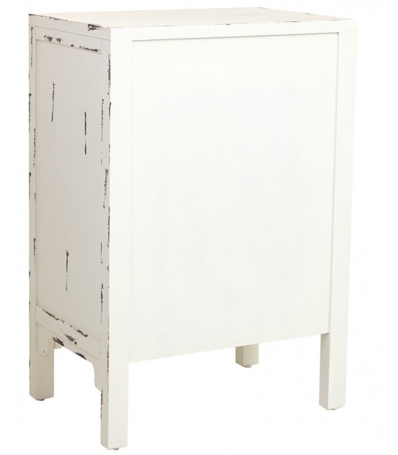 Mesita de noche madera decapada en blanco roto mdmhogar