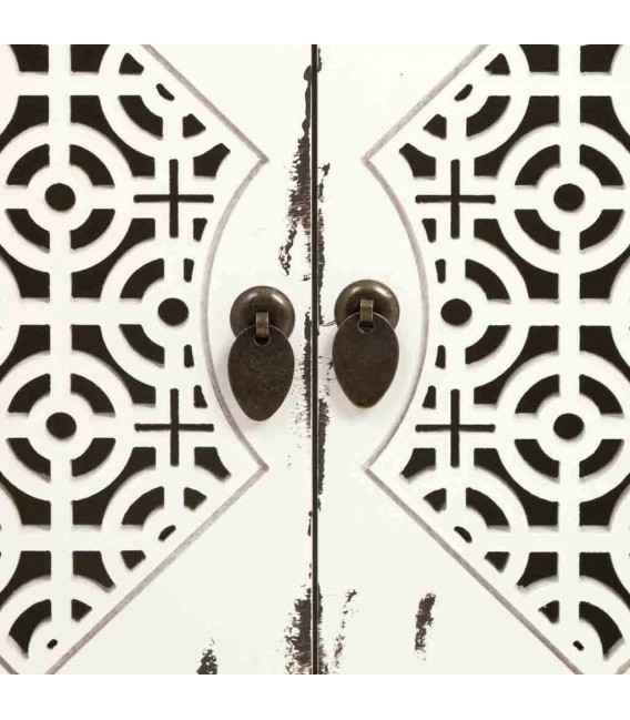 Mesita de noche madera decapada en blanco roto mdmhogar