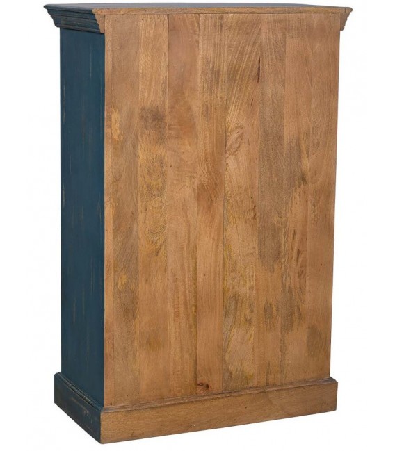 Armario alacena bajo tallado a mano acabado azul rozado mdmhogar