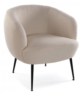 Butaca pequeña y cómoda, tapizada en poliéster color beige mdmhogar