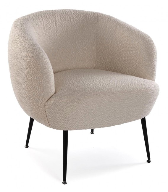 Butaca pequeña y cómoda, tapizada en poliéster color beige mdmhogar