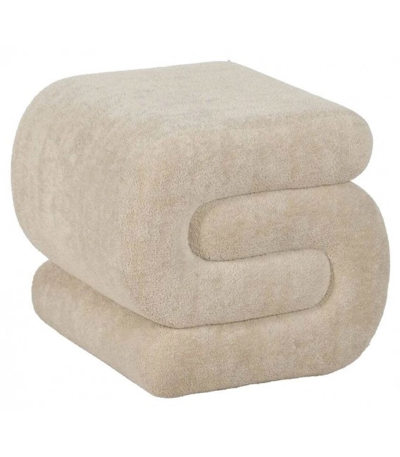 Puf Beige de Tela de Pelo Corto mdmhogar