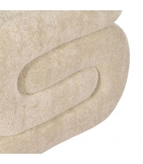 Puf Beige de Tela de Pelo Corto mdmhogar