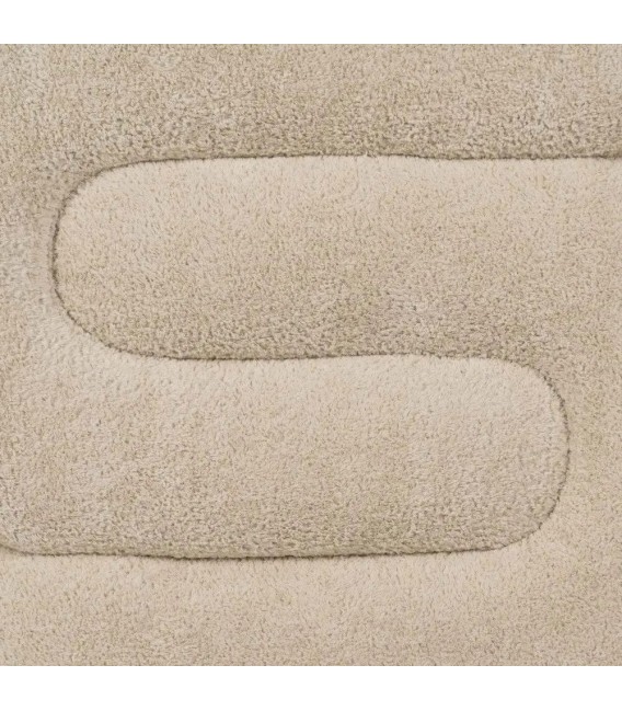 Puf Beige de Tela de Pelo Corto mdmhogar