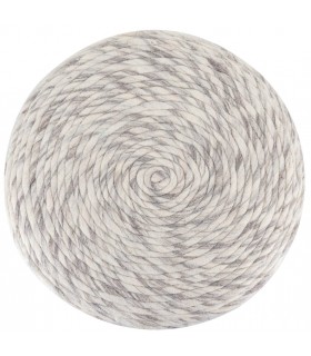 Puf Tapizado en Lana Gris y Blanco