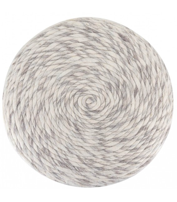 Puf Tapizado en Lana Gris y Blanco