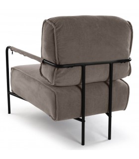 Butaca de Estilo Industrial en Metal Negro y Microfibra Marrón mdmhogar