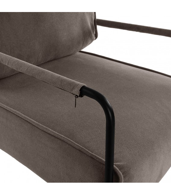 Butaca de Estilo Industrial en Metal Negro y Microfibra Marrón mdmhogar