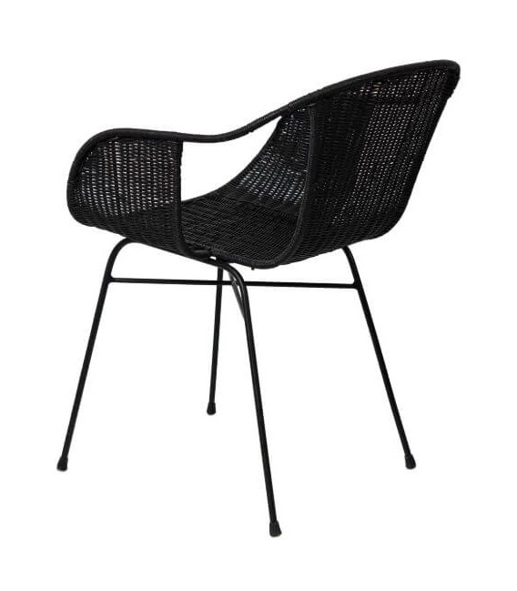 Sillón de Comedor en Ratán Trenzado Negro y Estructura Metálica mdmhogar