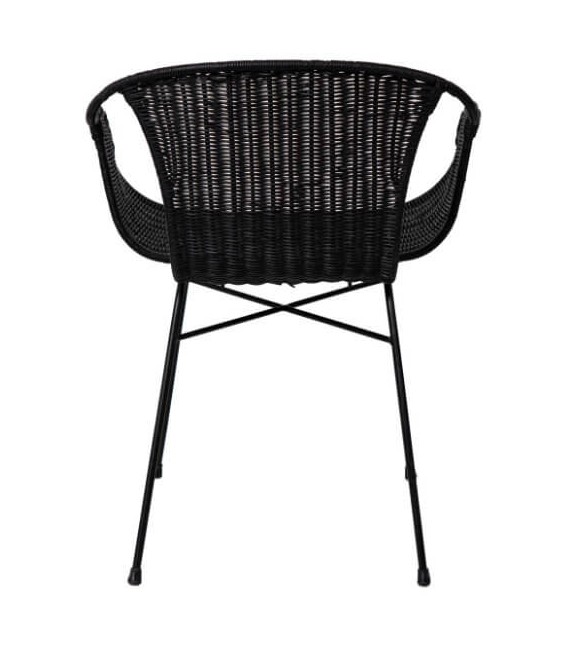 Sillón de Comedor en Ratán Trenzado Negro y Estructura Metálica mdmhogar