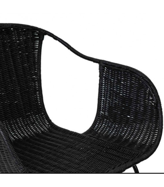 Sillón de Comedor en Ratán Trenzado Negro y Estructura Metálica mdmhogar