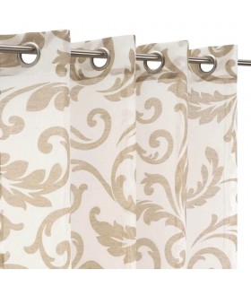 Visillo Semitransparente Estampado en Blanco y Marrón Mdmhogar