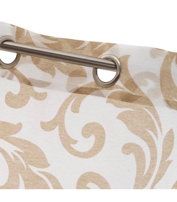 Visillo Semitransparente Estampado en Blanco y Marrón Mdmhogar