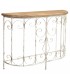 Consola de Entrada Hierro Forjado Blanco y Tapa de Madera Natural Mdmhogar