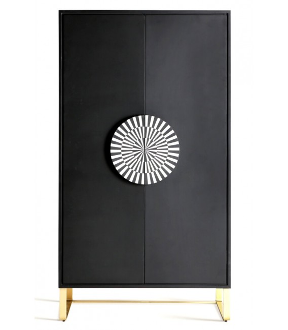 Armario Ropero Negro con Tirador en Hueso y Patas Doradas Mdmhogar