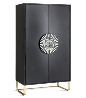 Armario Ropero Negro con Tirador en Hueso y Patas Doradas Mdmhogar