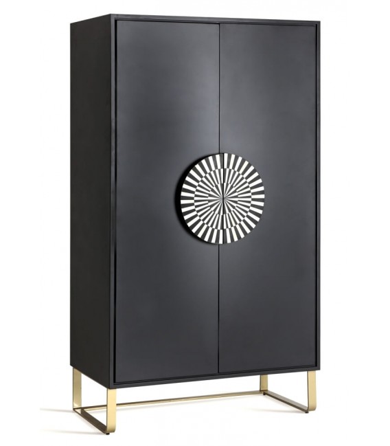 Armario Ropero Negro con Tirador en Hueso y Patas Doradas Mdmhogar
