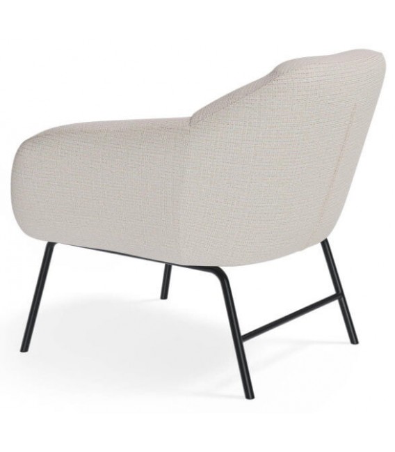 Butaca Tapizada en Tela Blanco Roto con Patas de Metal Negro Mdmhogar