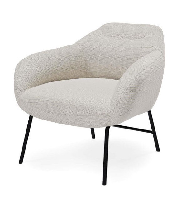 Butaca Tapizada en Tela Blanco Roto con Patas de Metal Negro Mdmhogar