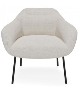 Butaca Tapizada en Tela Blanco Roto con Patas de Metal Negro Mdmhogar