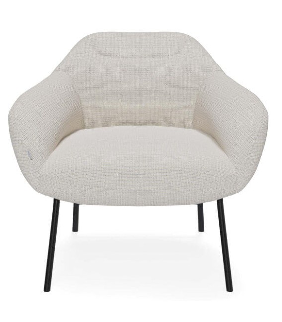 Butaca Tapizada en Tela Blanco Roto con Patas de Metal Negro Mdmhogar