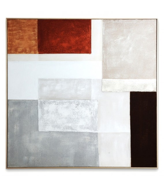 Cuadro Abstracto Cuadrado Grande Tonos Grises, Negros y Calderos Mdmhogar