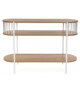 Consola de Entrada Madera MDF Imitación Roble y Metal Blanco Mdmhogar