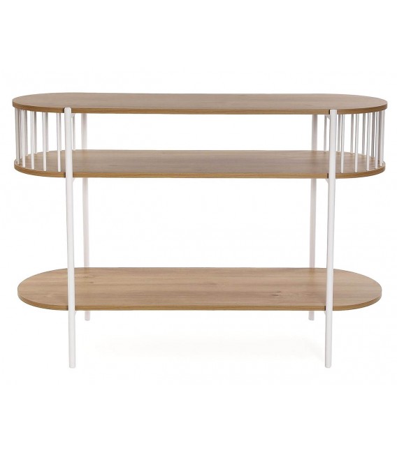 Consola de Entrada Madera MDF Imitación Roble y Metal Blanco Mdmhogar