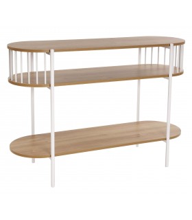 Consola de Entrada Madera MDF Imitación Roble y Metal Blanco Mdmhogar