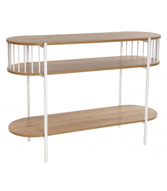 Consola de Entrada Madera MDF Imitación Roble y Metal Blanco Mdmhogar