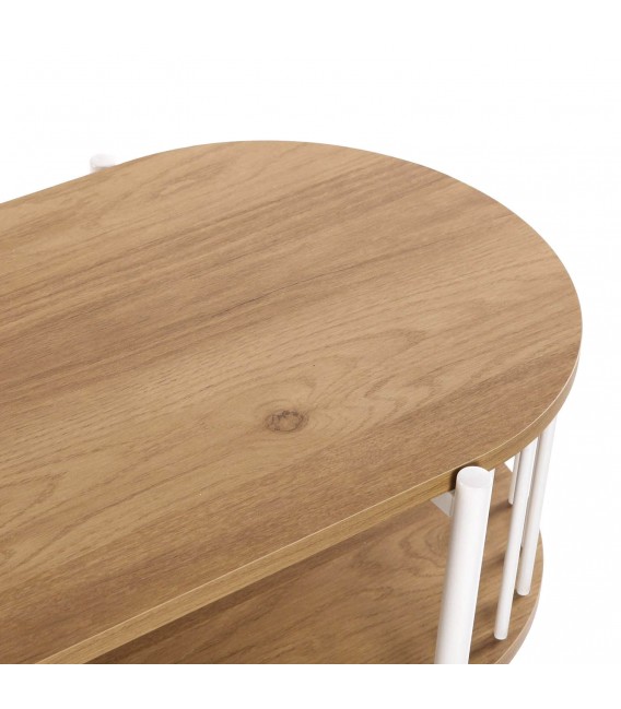 Consola de Entrada Madera MDF Imitación Roble y Metal Blanco Mdmhogar