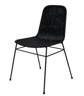 Silla de Comedor Cómoda en Ratán Trenzado Negro Mdmhogar
