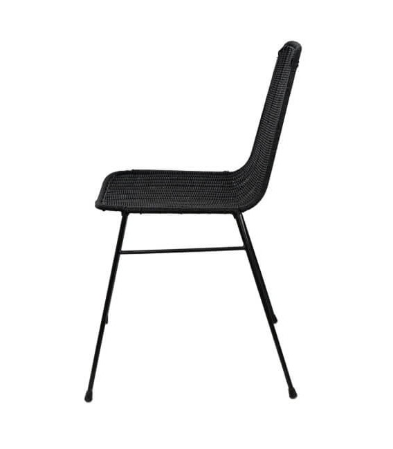 Silla de Comedor Cómoda en Ratán Trenzado Negro Mdmhogar