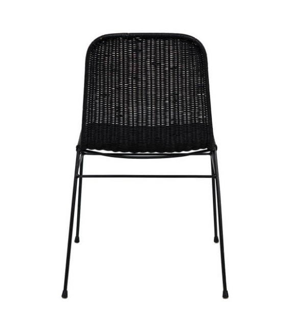 Silla de Comedor Cómoda en Ratán Trenzado Negro Mdmhogar