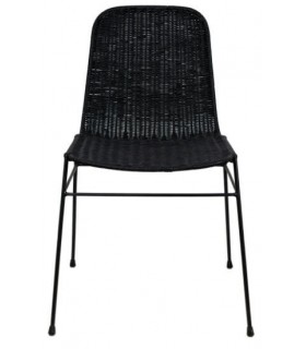 Silla de Comedor Cómoda en Ratán Trenzado Negro Mdmhogar