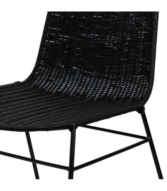 Silla de Comedor Cómoda en Ratán Trenzado Negro Mdmhogar