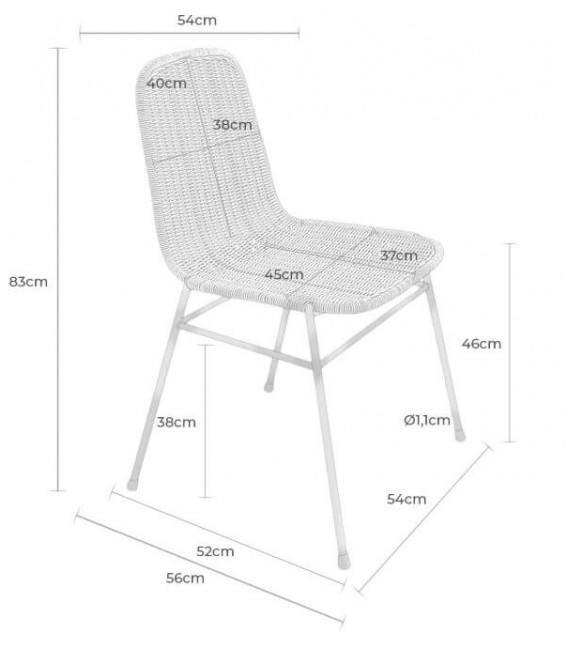 Silla de Comedor Cómoda en Ratán Trenzado Negro Mdmhogar