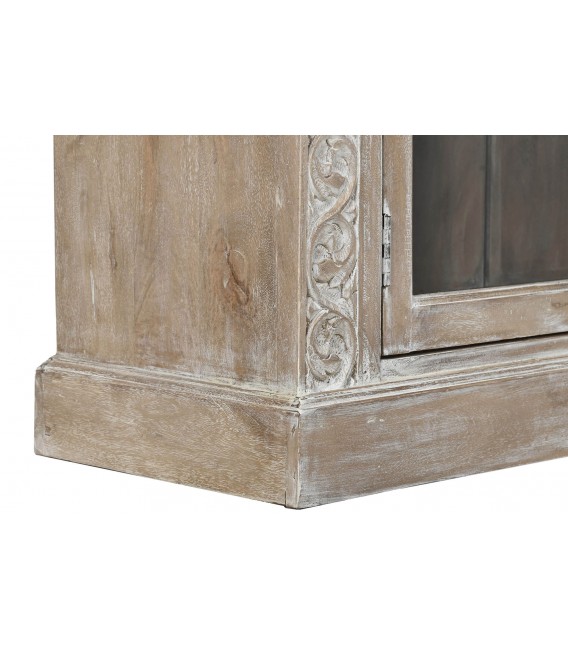 Vitrina Artesanal de Madera Maciza de Mango Tallada Mdmhogar