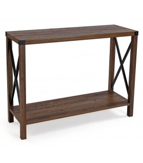 Consola de Entrada Estilo Vintage en MDF Imitación Nogal Reciclado.  Mdmhogar