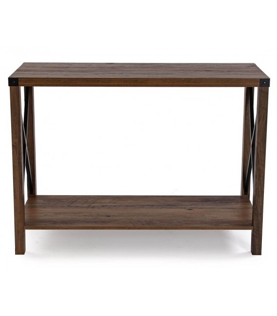 Consola de Entrada Estilo Vintage en MDF Imitación Nogal Reciclado.  Mdmhogar