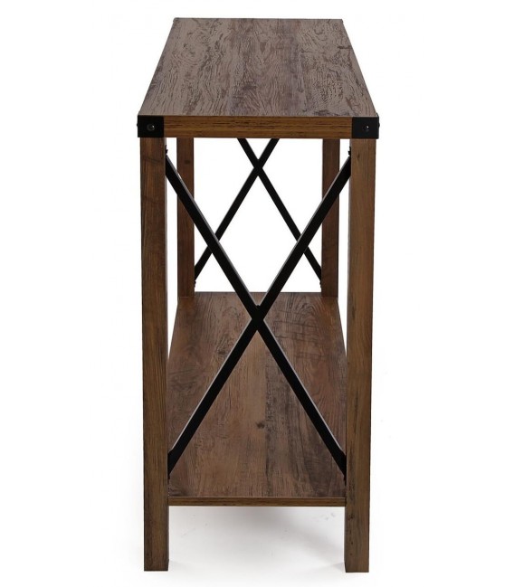 Consola de Entrada Estilo Vintage en MDF Imitación Nogal Reciclado.  Mdmhogar