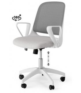 Silla de oficina cómoda de calidad blanca y gris Mdmhogar
