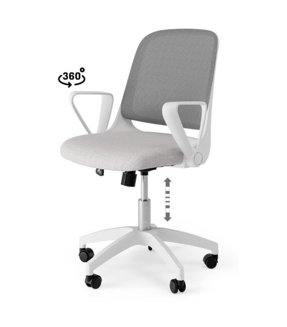 Silla de oficina cómoda de calidad blanca y gris Mdmhogar