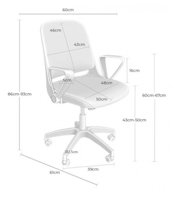 Silla de oficina cómoda de calidad blanca y gris Mdmhogar