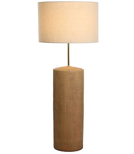 Lámpara de Pie Base Cerámica Imitación Ratán Mdmhogar