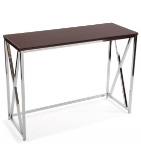 Consola de Entrada Tapa en Madera Color Caoba y Metal Cromado Mdmhogar